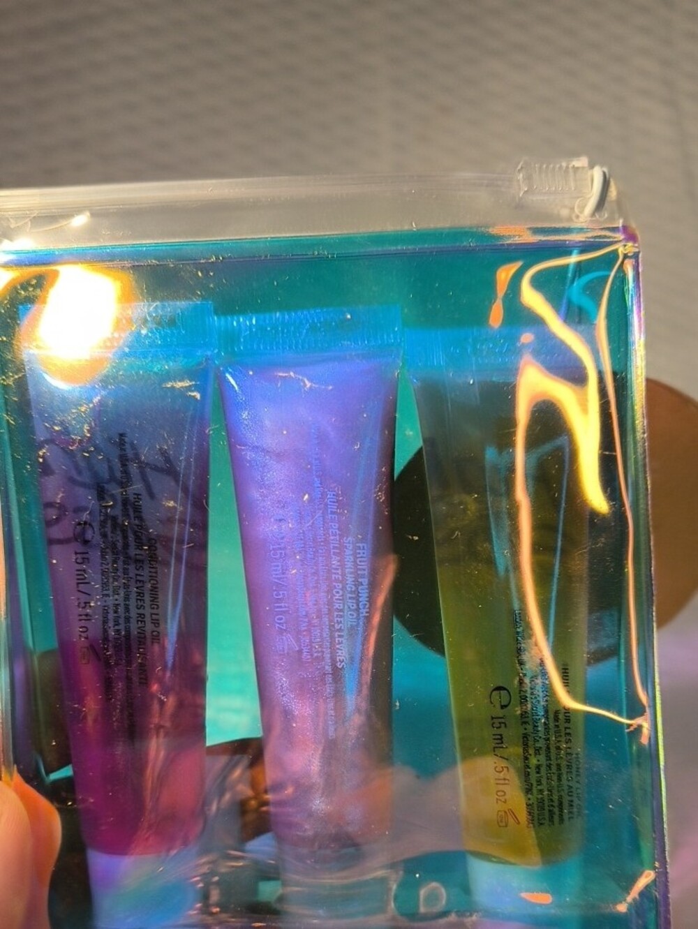 High Gloss & Glitter Gloss Lip Oil Trio - Pink, Yellow, Peach - Picture 4 of 5
